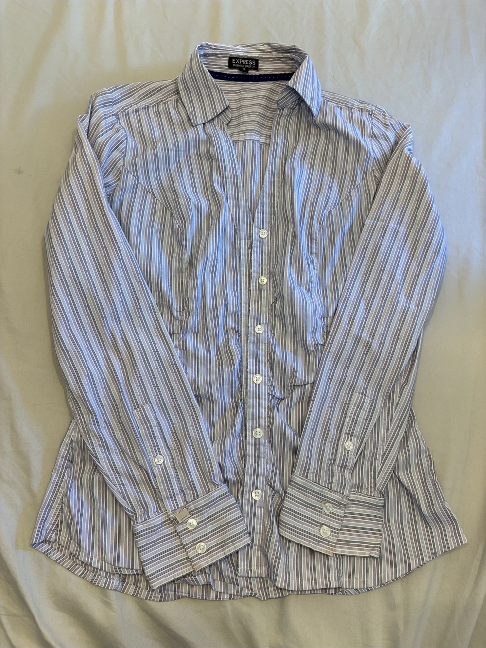 Express Purple Plum Striped Ruched Side Shirt